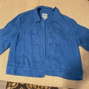 Tommy Bahama Two Palms Raw-edge Linen Jacket Blue Large Resort